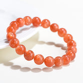 Gold Sunstone Round Bead Bracelet Full Color Gold Sun Beaded Bracelet - Energy & Vitality